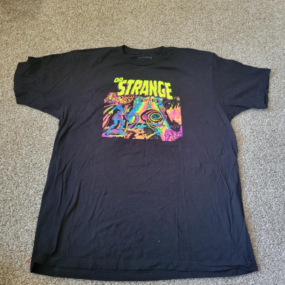 Black Graphic Marvel Dr Strange Neon Unisex  T-Shirt